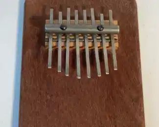 Vintage Wood and Metal Mbira Thumb Piano with 8 Notes
