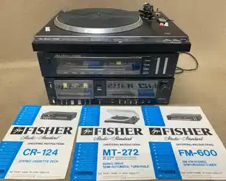 Vintage Fisher Studio Standard MT-272 Servo Drive Semi Automatic Turntable, FM-600 AM/FM Stereo Synthesizer Tuner and CR-124 Stereo Cassette Deck
