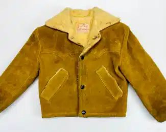 Antique Vintage Jo-o-Kay Fashions In Leathers By Corral Sportswear Co. Genuine Leather Child Mustard Jacket Hippie Boho
