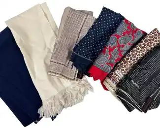 YSL Yves Saint Laurent, Christian Dior, Scarves, Handkerchiefs, Assorted Lot
