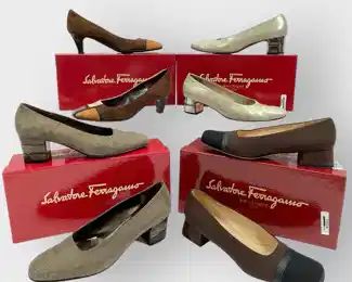 SALVATORE FERRAGAMO LADIES SHOES COLORBLOCK, METALLIC, ABSTRACT STYLES SZ 8
