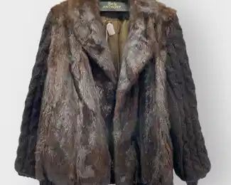 Stunning GARTENHAUS AUTHENTIC MINK COAT WITH CHUNKY SWEATER KNIT SLEEVES AND WAIST MONOGRAMMED INSIDE REALLY COOL DESIGN
