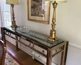 MASTERCRAFT BRASS AND GLASS TABLE