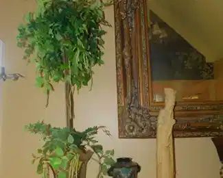 Silk Plant - Champleve Vase - Composite Asian Figurine