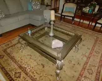 Glass Top Coffee Table And Indian Rug