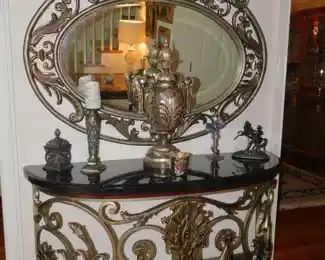ADAC Iron & Faux Marble Top Console Is Sold -  Mirror Is Still Available