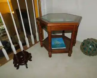 VINTAGE HEX TABLE AND VINTAGE FLOATS