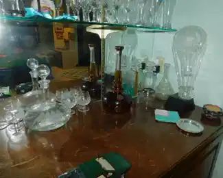 Bar Ware And A Rare Frabel Blown Glass Hot Air Balloon