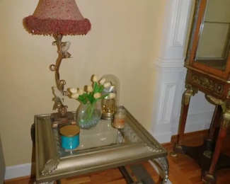 Glass Top End Table & Decorator Items