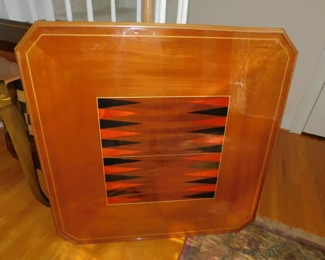 Vintage Italian Regency Sorrento Inlaid Wood Game Table & Accessories