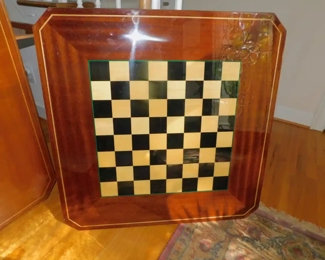 Vintage Italian Regency Sorrento Inlaid Wood Game Table & Accessories