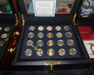 US Presidential Coin Set In Mahogany Box