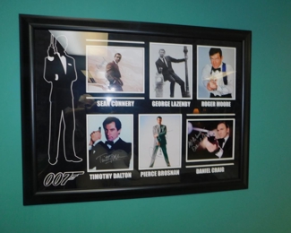 COLLAGE OF ALL JAMES BOND ACTORS SIGNED WITH CERTIFICATE