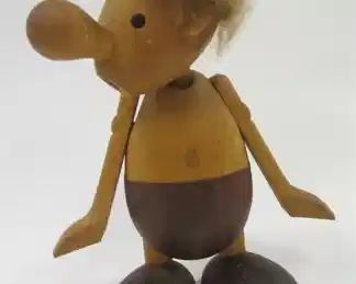 HANS BOLLING MID CENTURY WOOD TROLL STRIT TOY. SIGNED ON BASE