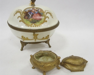 ANTIQUE FRENCH PORCELAIN BOX AND AS IS ART NOUVEAU MINI BOX