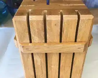 Heavy wood knife block vintage
