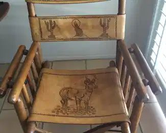 Hand-tooled leather occasional chair