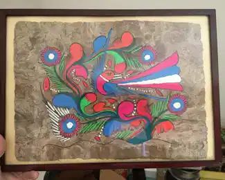 Mexican folk art paper painting