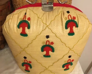 Padded hand-made basket - use unknown