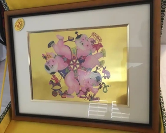 Chinese framed art piece w/box