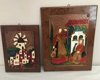 Greece framed copper art tiles