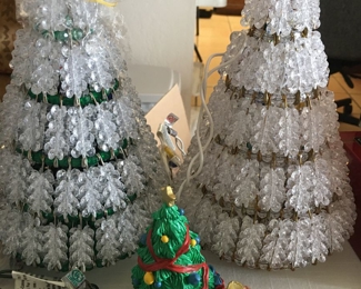 Hand-crafted Christmas trees tabletop