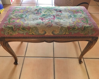 Vintage tapestry covered bench