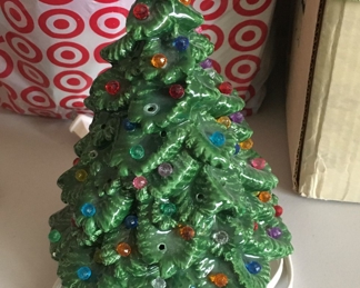 Lighted ceramic Christmas tree small