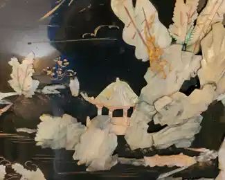 Close up of Asian wall panels