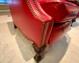 Red leather chair nailhead trim detail