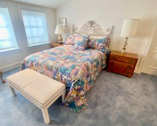 Queen size metal headboard and pillowtop mattress set