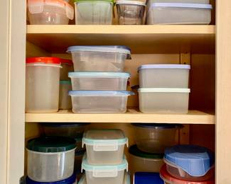 Tupperware, ziploc and rubbermaid storage containers