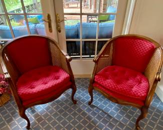 Pair of arm chairs cane sides