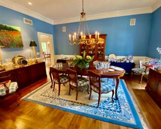 Dining room is packed with beautiful items!