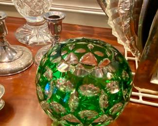 Colored cut crystal glassware