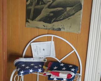 Military room. Vintage flags.