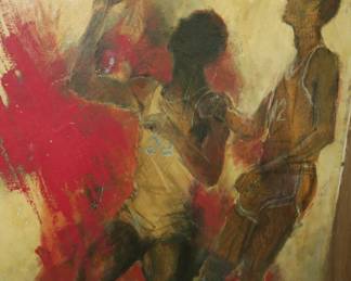 Interesting vintage basketball painting. J. Sheldon 1965