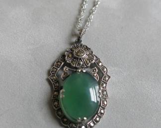 Marcasite & Jade pendant