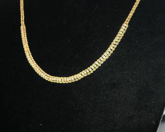 14k yellow gold rope with diamonds