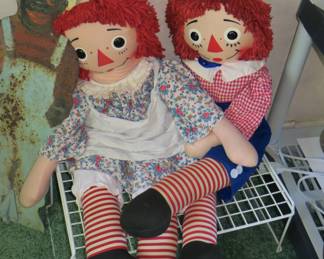 Large vintage knickerbocker raggedy Ann & Andy. Also, black Americana yard, hose holder.