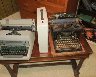 Vintage typewriters - Smith-corona, portable Royal safari IV & an old L.C. Smith & Bros No 5