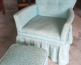 Vintage chair with footstool 