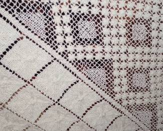 Antique handmade table cloth, large 48" x 80". 