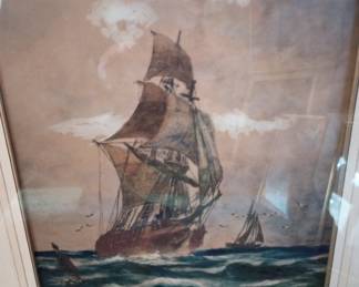 Original watercolor by Artist Robert B. Hopkins (1832-1908) Gold leaf frame! 