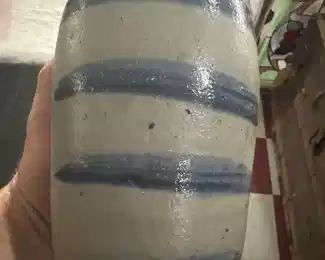 Western Pennsylvania 4 cobalt stripe storage crock