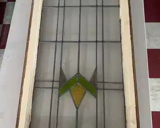 antique stained glass window large, no cracks