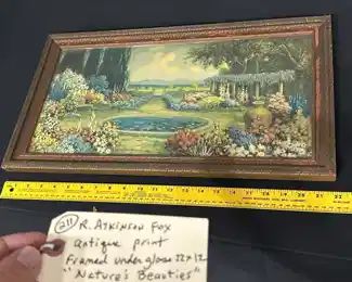 R Atkinson Fox print, under glass, framed. 