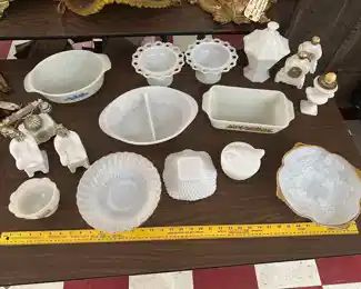 milk glass fire king imperial more