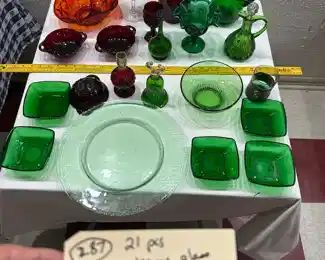 forest green and ruby red glass