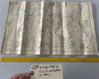 Civil War era battle map with 5 battles. 